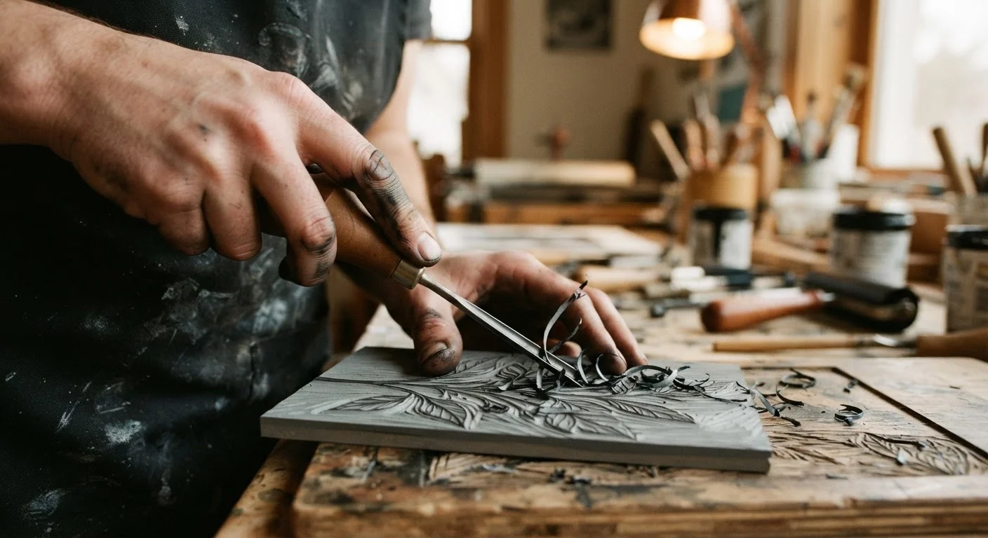 Linocut Printmaking from Block to Print